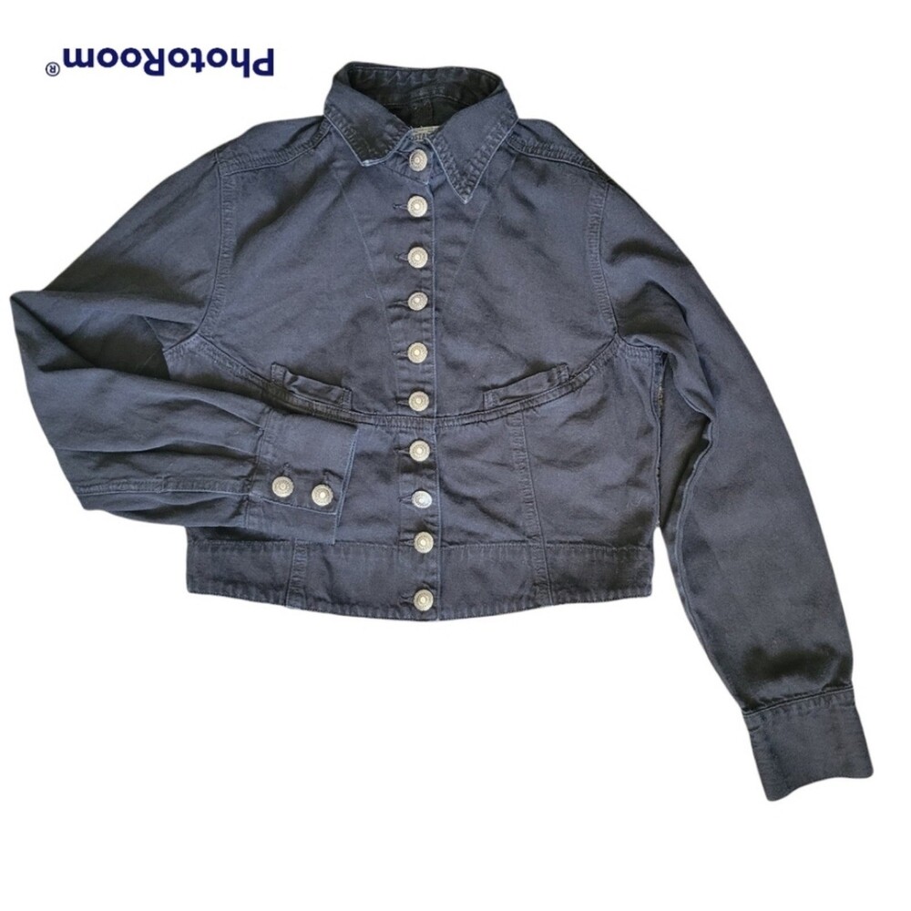 SOSTANZA WORKWEAR BLACK CROPPED BUTTON DOWN JEAN JACKET